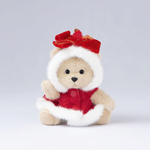 Медведь Lina TeddyTales, XS ,в плаще с бантоом, молочный, брелок, 15 см